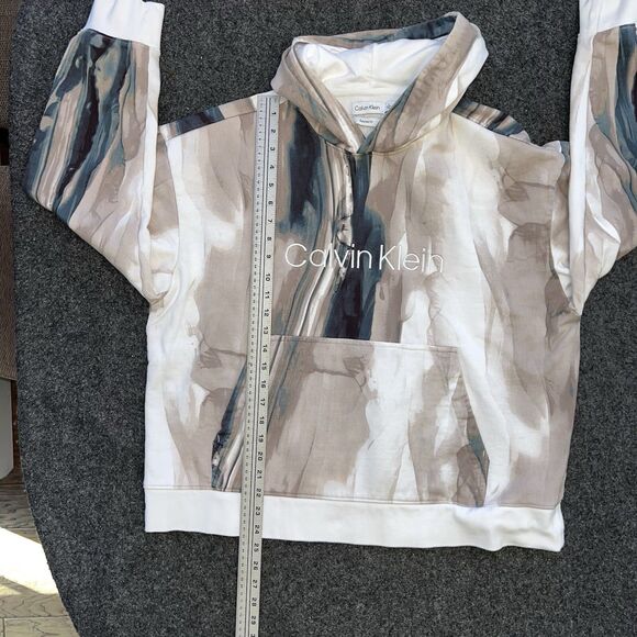 Calvin Klein Relaxed Fit Unisex Marble Pullover Hoodie Multicolor Size M - Picture 5 of 6